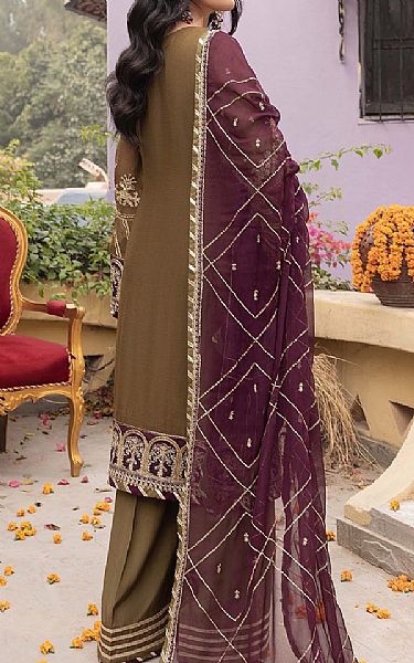 Adans Libas Pastel Brown Chiffon Suit | Pakistani Embroidered Chiffon Dresses USA- Image 2