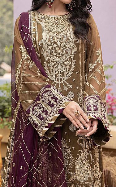 Adans Libas Pastel Brown Chiffon Suit | Pakistani Embroidered Chiffon Dresses USA- Image 3