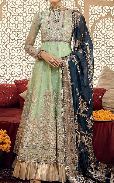 Light Green Net Suit | Adans Libas Pakistani Chiffon Dresses
