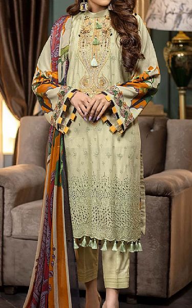 Adans Libas Cream Lawn Suit | Pakistani Dresses in USA- Image 1