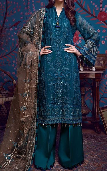 Adans Libas Teal Chiffon Suit | Pakistani Dresses in USA- Image 1