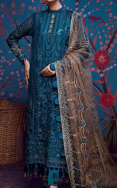 Adans Libas Teal Chiffon Suit | Pakistani Dresses in USA- Image 1