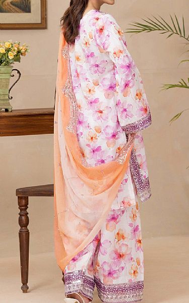 Adans Libas Off White Satin Lawn Suit | Pakistani Lawn Dress in USA- Image 2
