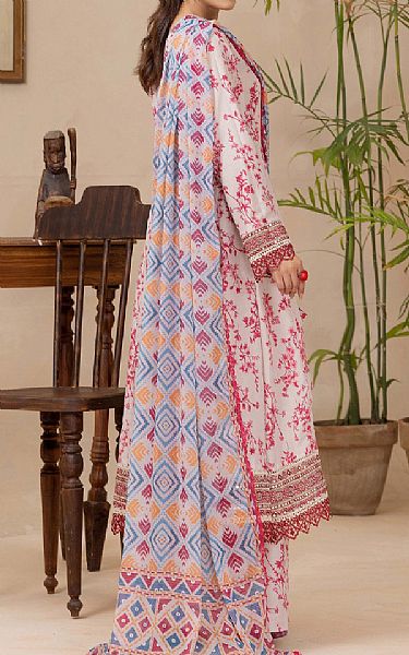 Adans Libas Off White/Brink Pink Satin Lawn Suit | Pakistani Lawn Dress in USA- Image 2