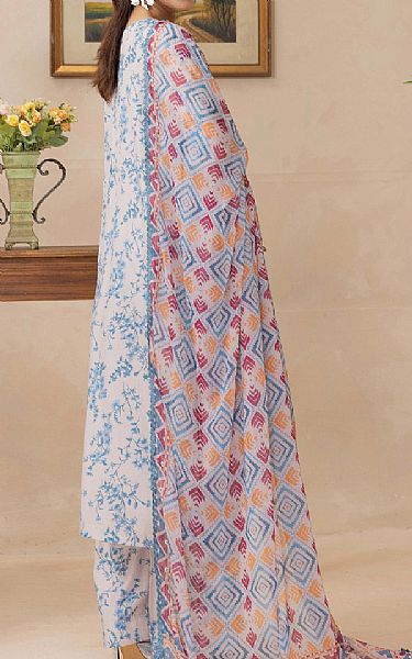 Adans Libas Off White/Blue Satin Lawn Suit | Pakistani Lawn Dress in USA- Image 2