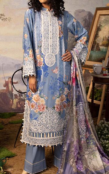 Adans Libas Bluish Grey Lawn Suit | Pakistani Lawn Suits- Image 1