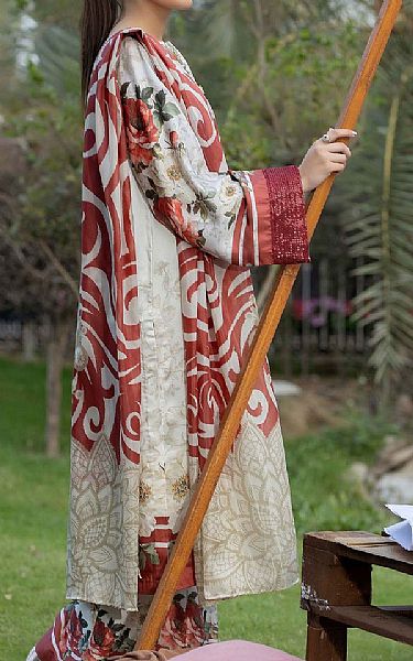 Adans Libas Ivory Silk Suit | Pakistani Embroidered Chiffon Dresses USA- Image 2