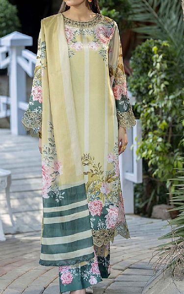 Adans Libas Pistachio Silk Suit | Pakistani Embroidered Chiffon Dresses USA- Image 1