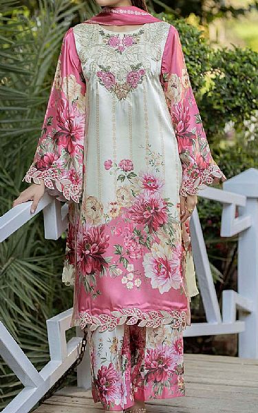 Adans Libas Grey/Pink Silk Suit | Pakistani Embroidered Chiffon Dresses USA- Image 1