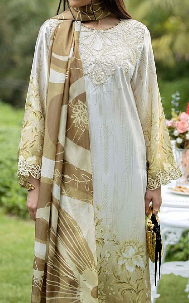 Adans Libas Off-white Silk Suit | Pakistani Embroidered Chiffon Dresses USA- Image 2