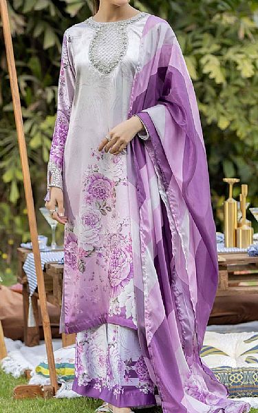 Adans Libas Lilac Silk Suit | Pakistani Embroidered Chiffon Dresses USA- Image 1