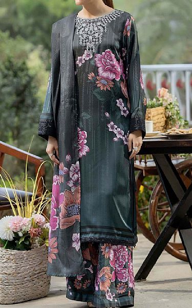 Adans Libas Black Silk Suit | Pakistani Embroidered Chiffon Dresses USA- Image 1