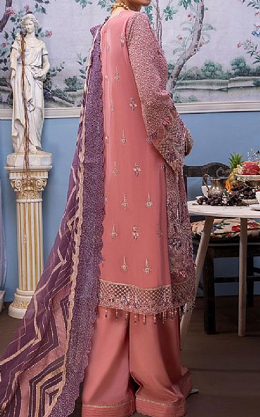 Adans Libas Salmon Pink Chiffon Suit | Pakistani Dresses in USA- Image 2