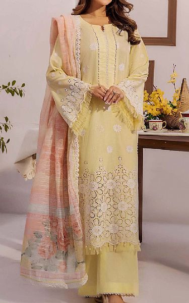 Adans Libas Pale Yellow Lawn Suit | Pakistani Lawn Dress in USA- Image 1