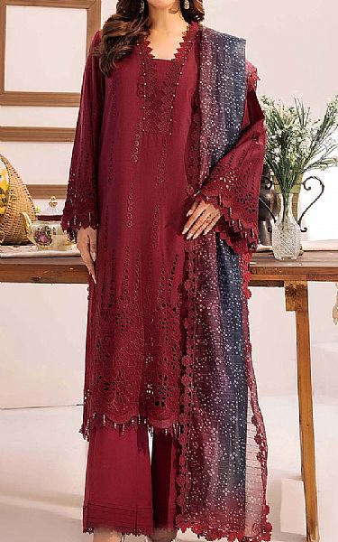 Adans Libas Falu Red Lawn Suit | Pakistani Lawn Dress in USA- Image 1