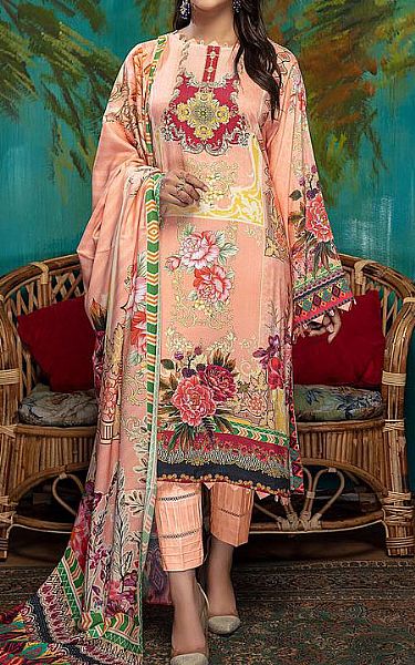 Adans Libas Peach Linen Suit | Pakistani Dresses in USA- Image 1