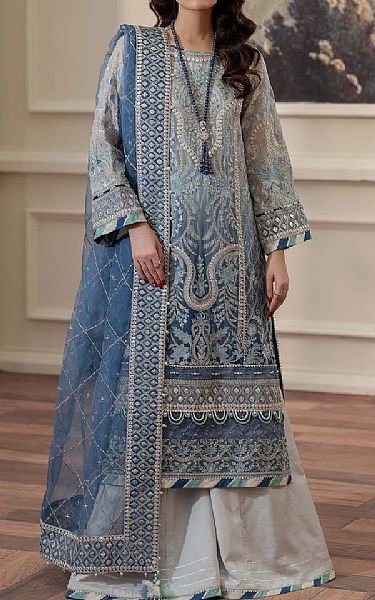 Adans Libas Cadet Grey Chiffon Suit | Pakistani Embroidered Chiffon Dresses USA- Image 1