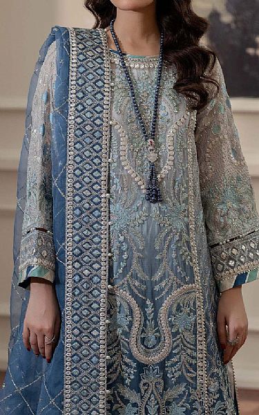 Adans Libas Cadet Grey Chiffon Suit | Pakistani Embroidered Chiffon Dresses USA- Image 3