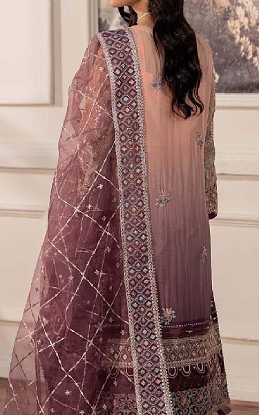 Adans Libas Peachy Pink/Mauve Chiffon Suit | Pakistani Embroidered Chiffon Dresses USA- Image 2