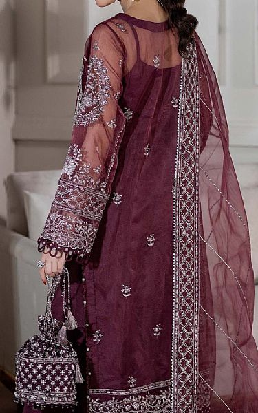 Adans Libas Wine Berry Chiffon Suit | Pakistani Embroidered Chiffon Dresses USA- Image 2