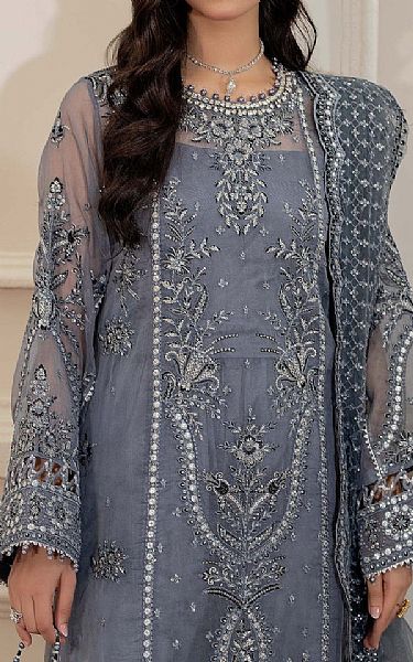 Adans Libas Storm Grey Chiffon Suit | Pakistani Embroidered Chiffon Dresses USA- Image 3