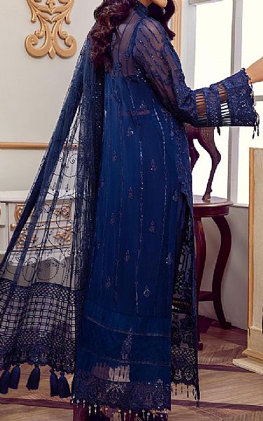Dark Blue Chiffon Suit | Adans Libas Pakistani Chiffon Dresses