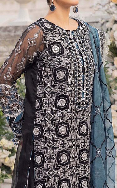 Adans Libas Black Organza Suit | Pakistani Embroidered Chiffon Dresses USA- Image 3