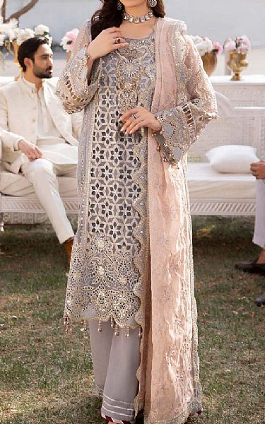 Adans Libas Dusty Lavender Organza Suit | Pakistani Embroidered Chiffon Dresses USA- Image 1