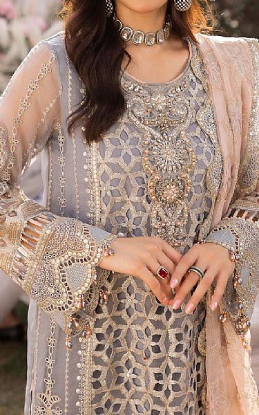 Adans Libas Dusty Lavender Organza Suit | Pakistani Embroidered Chiffon Dresses USA- Image 3