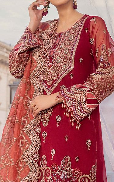 Adans Libas Cardinal Organza Suit | Pakistani Embroidered Chiffon Dresses USA- Image 3