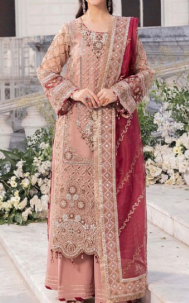 Adans Libas Oriental Pink Organza Suit | Pakistani Embroidered Chiffon Dresses USA- Image 1