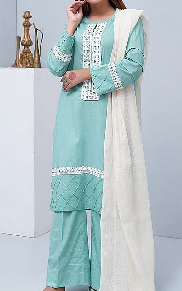 Afifa Iftikhar Sky Blue Cotton Suit | Pakistani Pret Wear Clothing by Afifa Iftikhar- Image 1