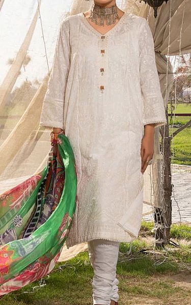 Afifa Iftikhar Off-white Lawn Suit | Pakistani Lawn Suits- Image 1
