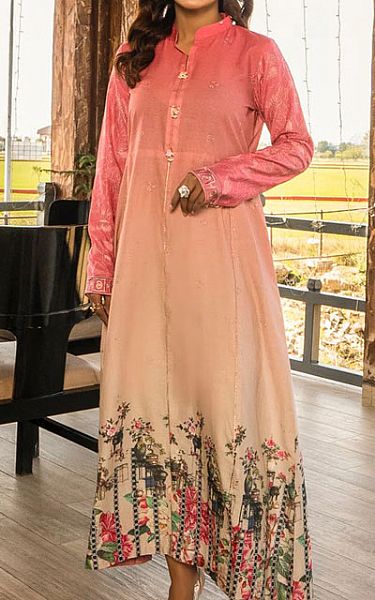 Brink Pink/Cream Lawn Kurti | Afifa Iftikhar Pakistani Lawn Suits