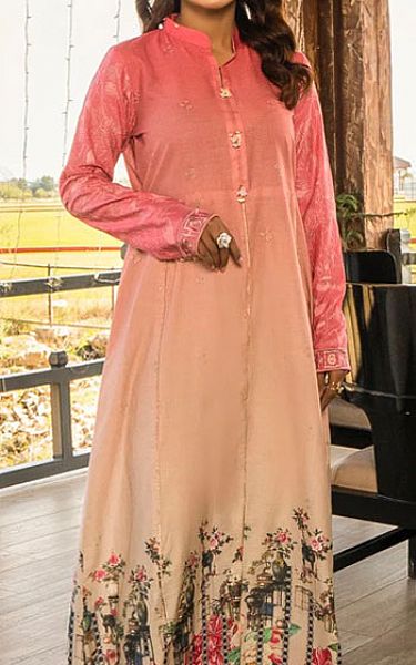 Brink Pink/Cream Lawn Kurti | Afifa Iftikhar Pakistani Lawn Suits
