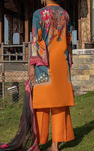 Afifa Iftikhar Safety Orange Lawn Suit | Pakistani Lawn Suits- Image 2