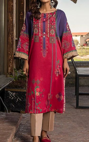Afifa Iftikhar Magenta Lawn Kurti | Pakistani Dresses in USA- Image 1