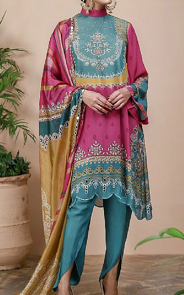 Afifa Iftikhar Magenta Grip Suit | Pakistani Embroidered Chiffon Dresses- Image 1