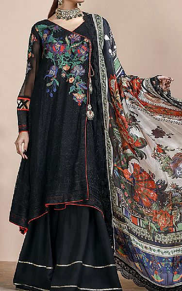 Afifa Iftikhar Black Chiffon Suit | Pakistani Dresses in USA- Image 1