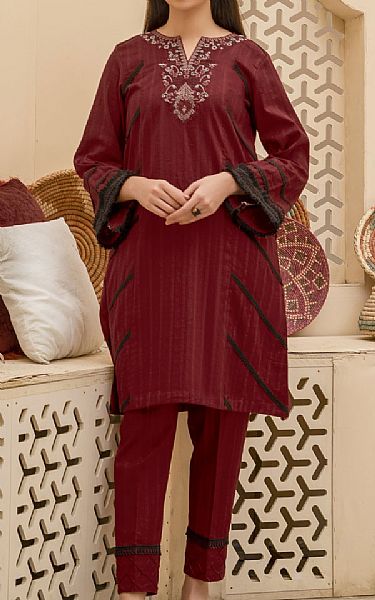 Afifa Iftikhar Maroon Khaddar Suit (2 pcs) | Pakistani Pret Wear Clothing by Afifa Iftikhar- Image 1