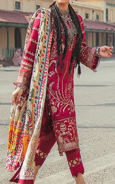 Magenta Linen Suit | Afrozeh Pakistani Winter Dresses