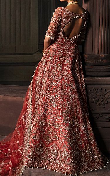 Afrozeh Coral Net Suit | Pakistani Embroidered Chiffon Dresses- Image 2