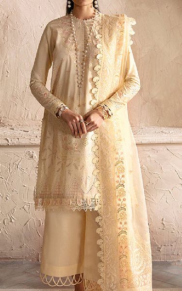 Afrozeh Sand Gold Lawn Suit | Pakistani Lawn Suits- Image 1