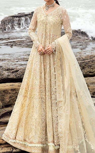 Afrozeh Ivory Organza Suit | Pakistani Embroidered Chiffon Dresses USA- Image 1