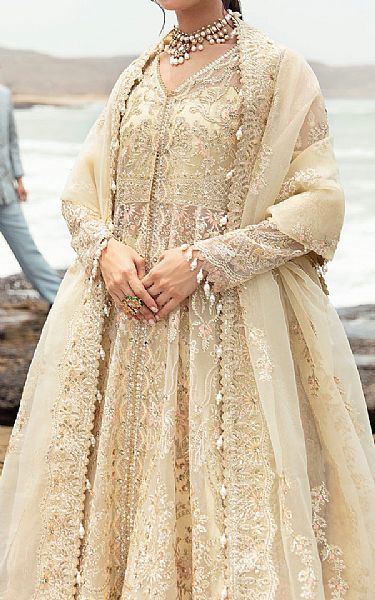 Afrozeh Ivory Organza Suit | Pakistani Embroidered Chiffon Dresses USA- Image 3