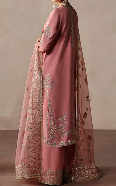 Afrozeh Sea Pink Raw Silk Suit | Pakistani Embroidered Chiffon Dresses USA- Image 2