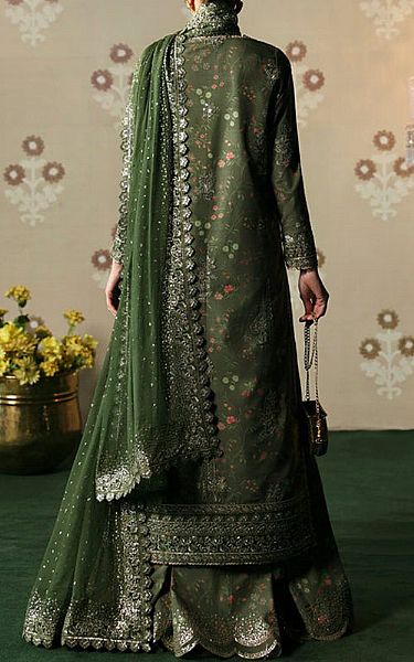 Afrozeh Lunar Green Silk Suit | Pakistani Embroidered Chiffon Dresses USA- Image 2