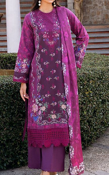 Afrozeh Plum Lawn Suit | Pakistani Lawn Dress in USA- Image 1