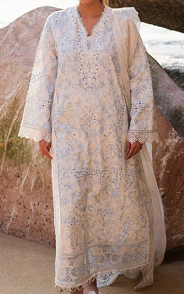 Afrozeh Off White Lawn Suit | Pakistani Lawn Dress in USA- Image 1