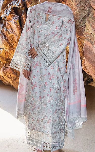 Afrozeh Light Grey Lawn Suit | Pakistani Lawn Dress in USA- Image 1